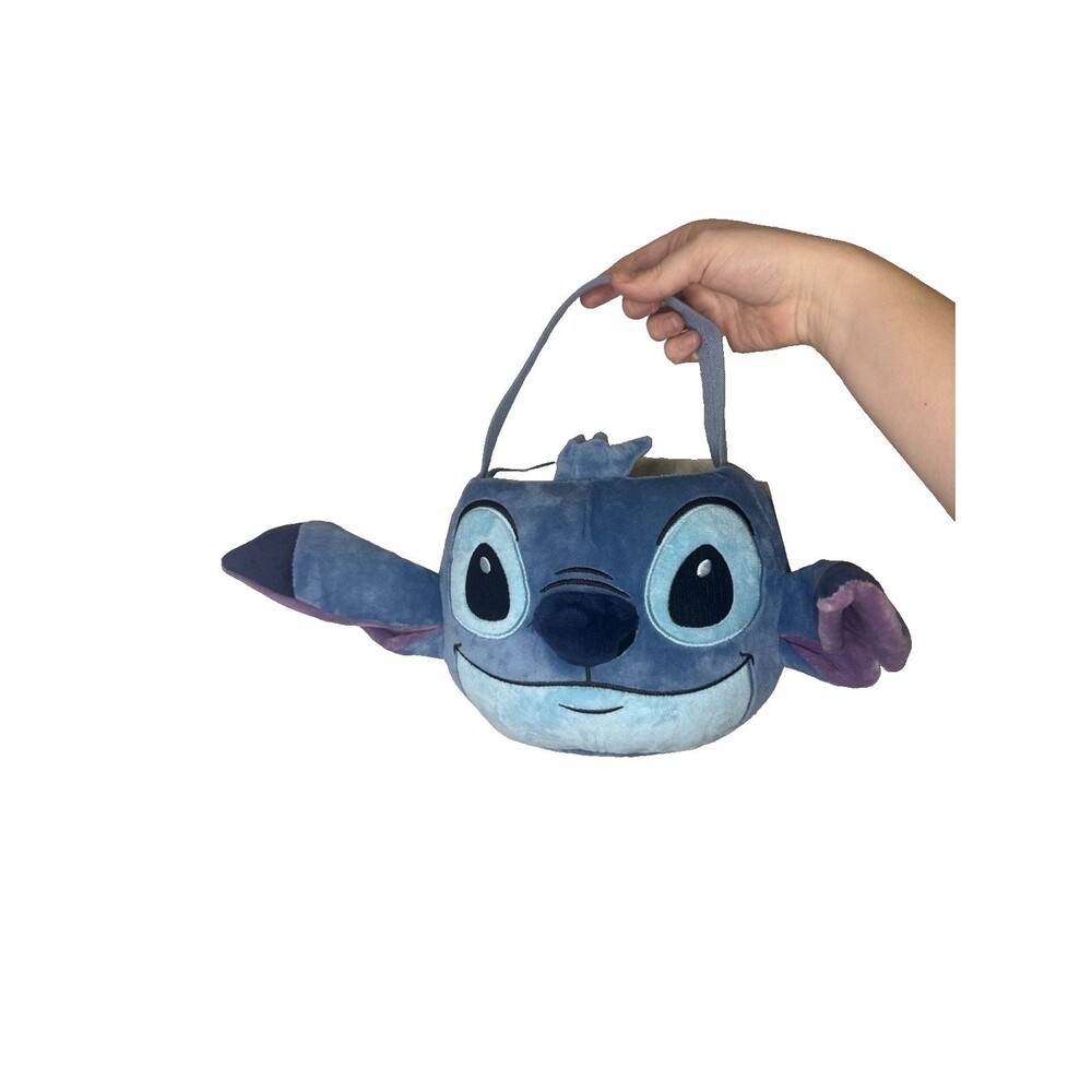 Disney Stitch Plush Halloween Easter Bucket 13" Candy Pail Blue New With Tags